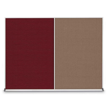 United Visual Products Triple Door Radius Corkboard, 96"X48", S UV8006-SATIN-DBURGU